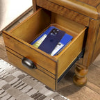 Tavolino finale in legno massello, tavolino laterale stretto rettangolare da 23,6 pollici con cassetto, comodino vintage per piccoli spazi