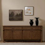 Madia con cassetti, marrone caldo - 78,5 L x 19,76 P x 32 H