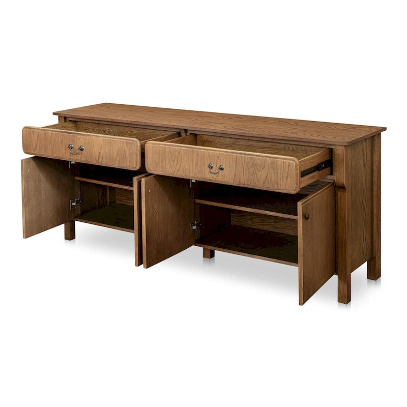 Madia con cassetti, marrone caldo - 78,5 L x 19,76 P x 32 H