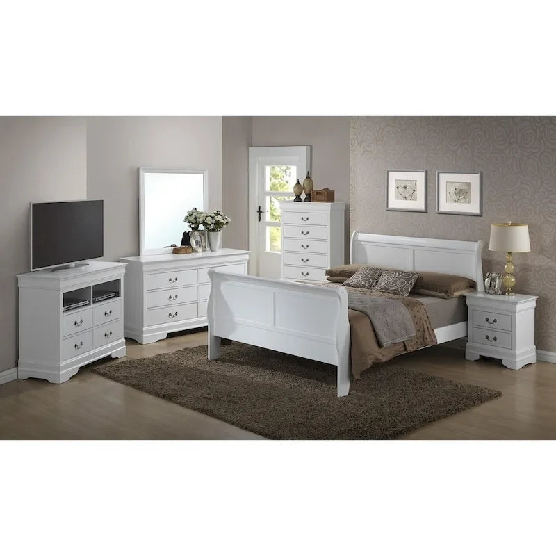 Letto a piattaforma intera in legno a slitta - Bianco