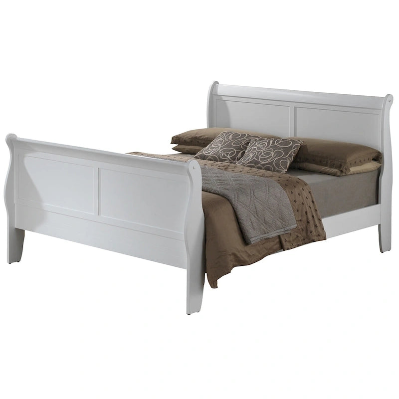 Letto a piattaforma intera in legno a slitta - Bianco