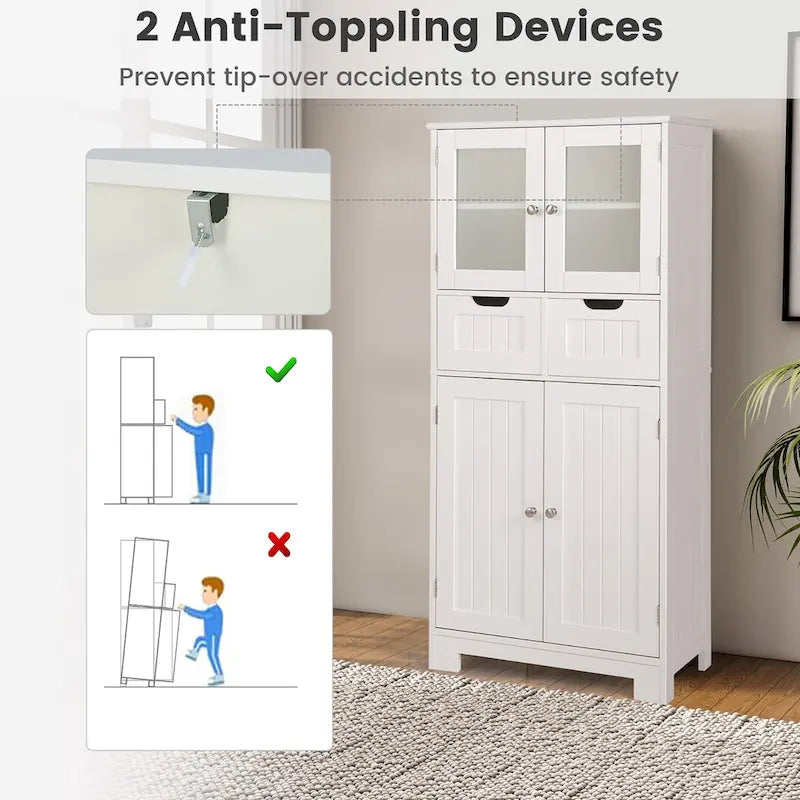 Mobiletto per bagno con 2 cassetti, armadietto da cucina