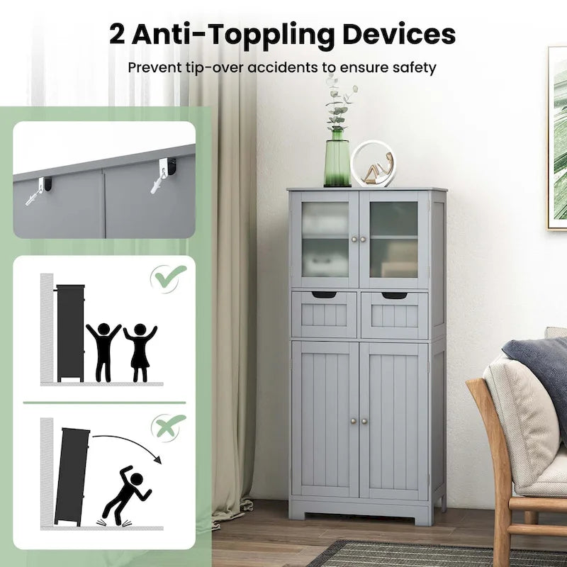 Mobiletto per bagno con 2 cassetti, armadietto da cucina