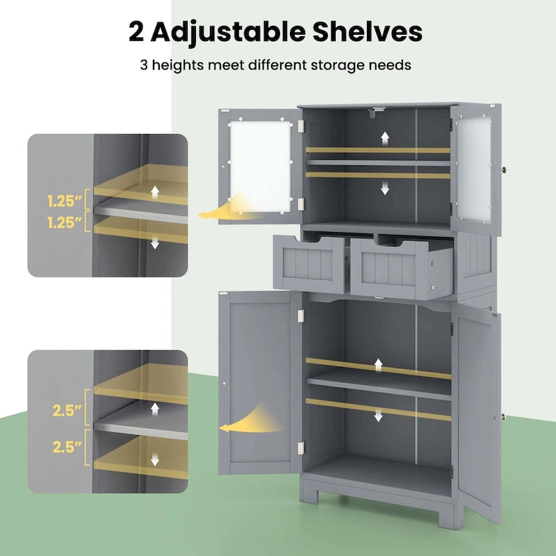 Mobiletto per bagno con 2 cassetti, armadietto da cucina