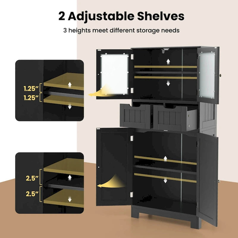 Mobiletto per bagno con 2 cassetti, armadietto da cucina