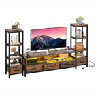 Mobile porta TV a LED da 43 a 65 pollici con contenitore, libreria a 4 ripiani, marrone rustico - 58 pollici