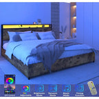 Letto Smart King con luci LED e stazione di ricarica, 4 cassetti, oltre 60.000 colori RGB