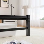 Letto matrimoniale moderno in metallo nero con testiera in legno e luci RGB