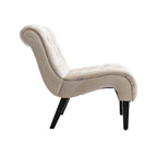 Poltrona accent tufted con bottoni color beige 22.83 e gambe in legno