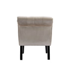 Poltrona accent tufted con bottoni color beige 22.83 e gambe in legno