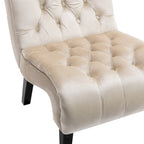 Poltrona accent tufted con bottoni color beige 22.83 e gambe in legno
