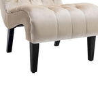 Poltrona accent tufted con bottoni color beige 22.83 e gambe in legno