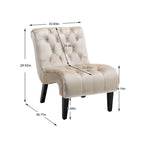 Poltrona accent tufted con bottoni color beige 22.83 e gambe in legno