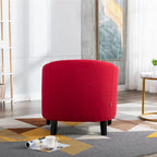 Poltrona a barilotto Accent, sedia da salotto con borchie e gambe in legno massiccio