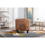 Poltrona a barilotto Accent, sedia da salotto con borchie e gambe in legno massiccio