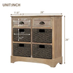 Mobiletto contenitore con 2 cassetti e 4 cestini in rattan classico