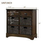 Mobiletto contenitore con 2 cassetti e 4 cestini in rattan classico