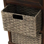 Mobiletto contenitore con 2 cassetti e 4 cestini in rattan classico