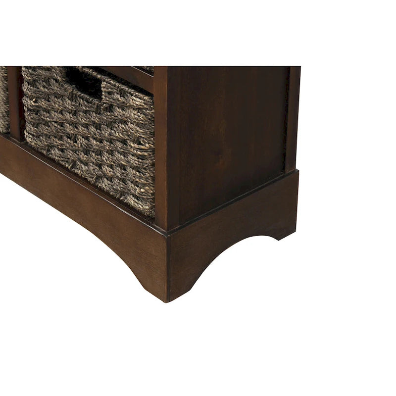 Mobiletto contenitore con 2 cassetti e 4 cestini in rattan classico