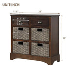 Mobiletto contenitore con 2 cassetti e 4 cestini in rattan classico