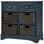 Mobiletto contenitore con 2 cassetti e 4 cestini in rattan classico