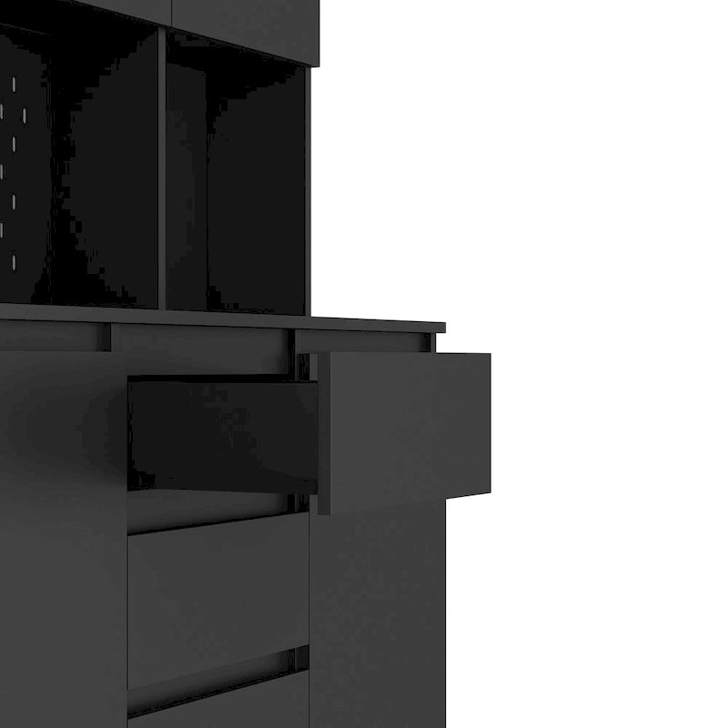 74 Armadio da dispensa da cucina autoportante con 6 ante, 3 ripiani e 2 cassetti, mobile contenitore per lavanderia