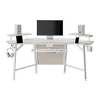 Scrivania Gaming Grande 72" Nera Multifunzionale per Computer con Vassoio per Tastiera