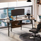 Scrivania Gaming Grande 72" Nera Multifunzionale per Computer con Vassoio per Tastiera