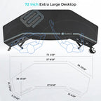 Scrivania Gaming Grande 72" Nera Multifunzionale per Computer con Vassoio per Tastiera
