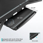 Scrivania Gaming Grande 72" Nera Multifunzionale per Computer con Vassoio per Tastiera