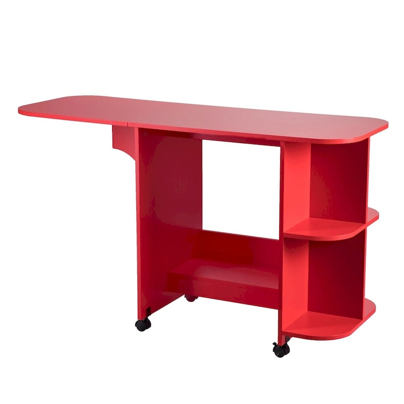 Tavolo da cucito pieghevole con ruote/Stazione artigianale Farmhouse Red