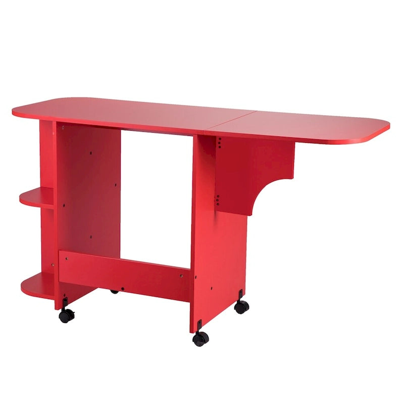 Tavolo da cucito pieghevole con ruote/Stazione artigianale Farmhouse Red