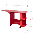 Tavolo da cucito pieghevole con ruote/Stazione artigianale Farmhouse Red