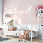 Struttura Letto a Casetta Singolo, Letto per Bambini Struttura Letto a Piattaforma in Metallo Letto Basso per Bambini Ragazzi e Ragazze Nessuna Rete a Molle Necessaria