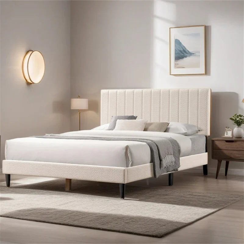 Letto a piattaforma imbottito trapuntato Queen Size