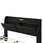 Base letto matrimoniale "Queen Size" flottante con testiera contenitore, letto a piattaforma imbottito moderno con porte USB