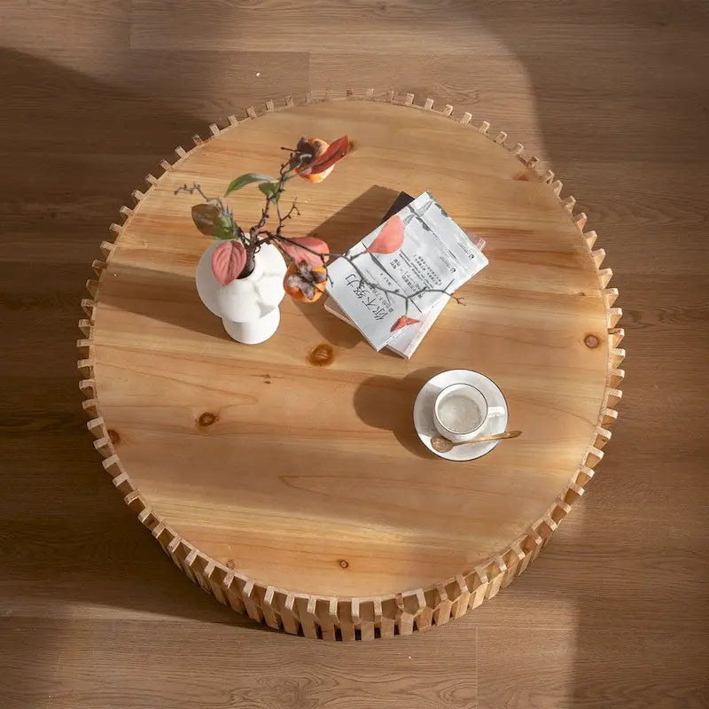 Tavolino da Caffè Cilindrico in Stile Retrò