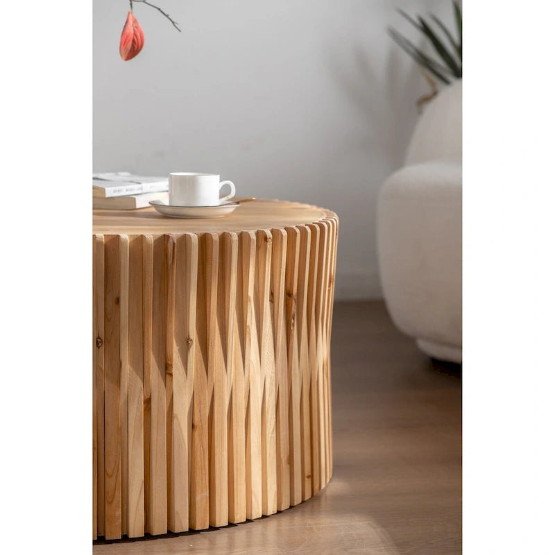 Tavolino da Caffè Cilindrico in Stile Retrò