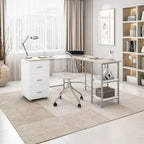 Scrivania a L per ufficio domestico dal design moderno con vani portaoggetti