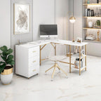 Scrivania a L per ufficio domestico dal design moderno con vani portaoggetti