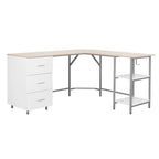 Scrivania a L per ufficio domestico dal design moderno con vani portaoggetti