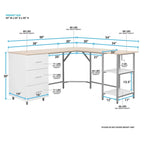 Scrivania a L per ufficio domestico dal design moderno con vani portaoggetti