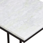 Tavolino d'appoggio in metallo nero e marmo bianco