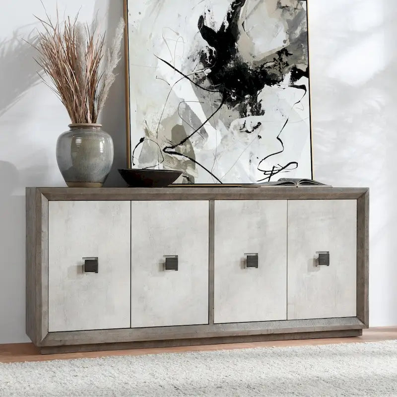 Credenza a buffet grigia invecchiata da 80 pollici