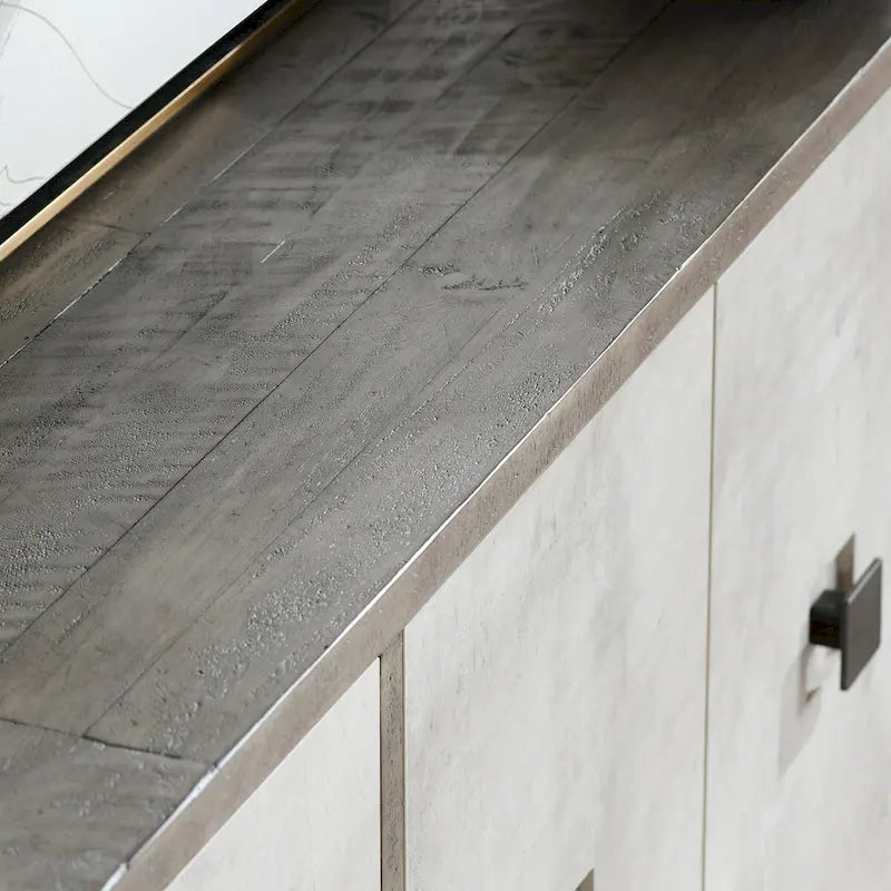 Credenza a buffet grigia invecchiata da 80 pollici