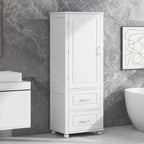 Mobile bagno a colonna in legno alto 61 cm con 1 anta, cassetti e ripiani regolabili