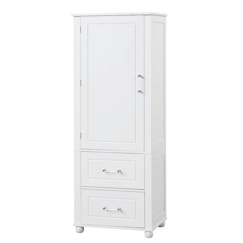 Mobile bagno a colonna in legno alto 61 cm con 1 anta, cassetti e ripiani regolabili